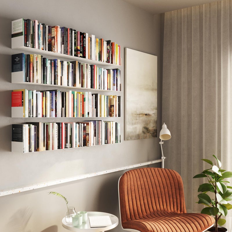 Wallniture Bali Sturdy Metal U Shape Bookshelf - Wall Mountable CD DVD Storage Multi-Purpose Display Rack in White - Image 3